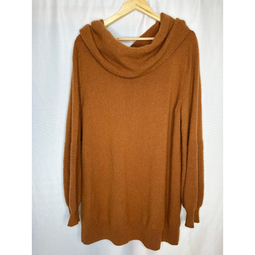 Anthropologie Cowl Neck Balloon Sleeve Sweater XLARGE Cabincore Autumn Earthy